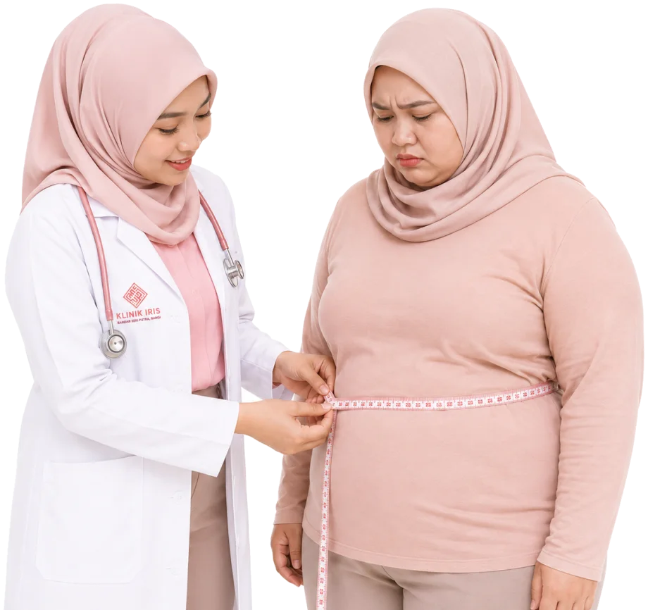 Doktor Klinik Iris mengukur pinggang pesakit